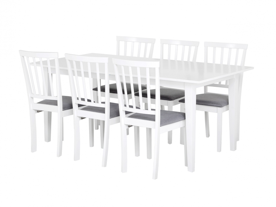 ALICE Bord 180 Vit + 6 Stolar Vit/Gr� ryhm�ss� M�bler / Bord @ Ask�s Testmilj� 1 (100-47-67016)