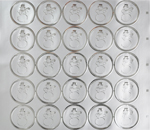 Sinetti, hopea, 25 sinetti� / arkki