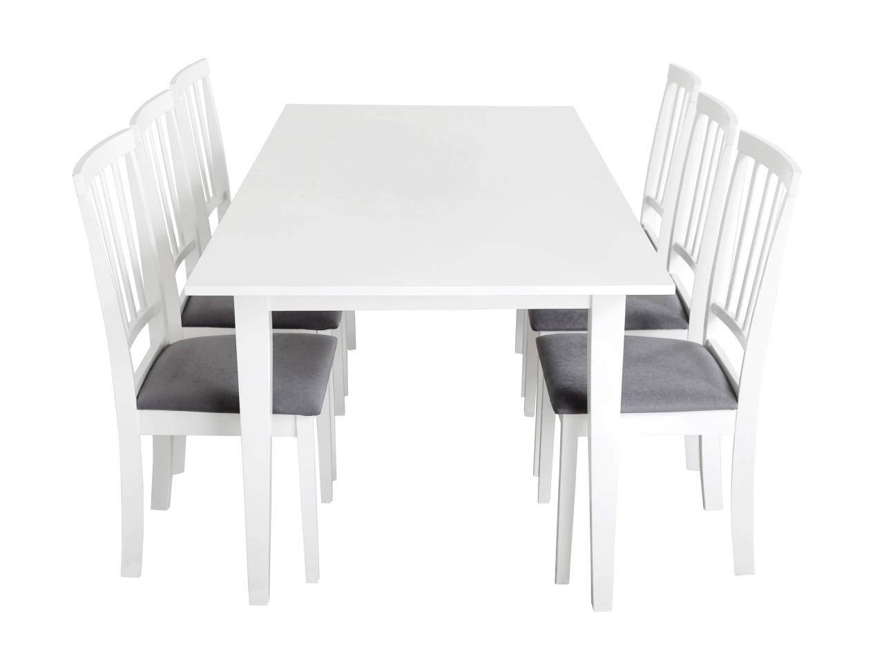 ALICE Bord 180 Vit + 6 Stolar Vit/Gr�